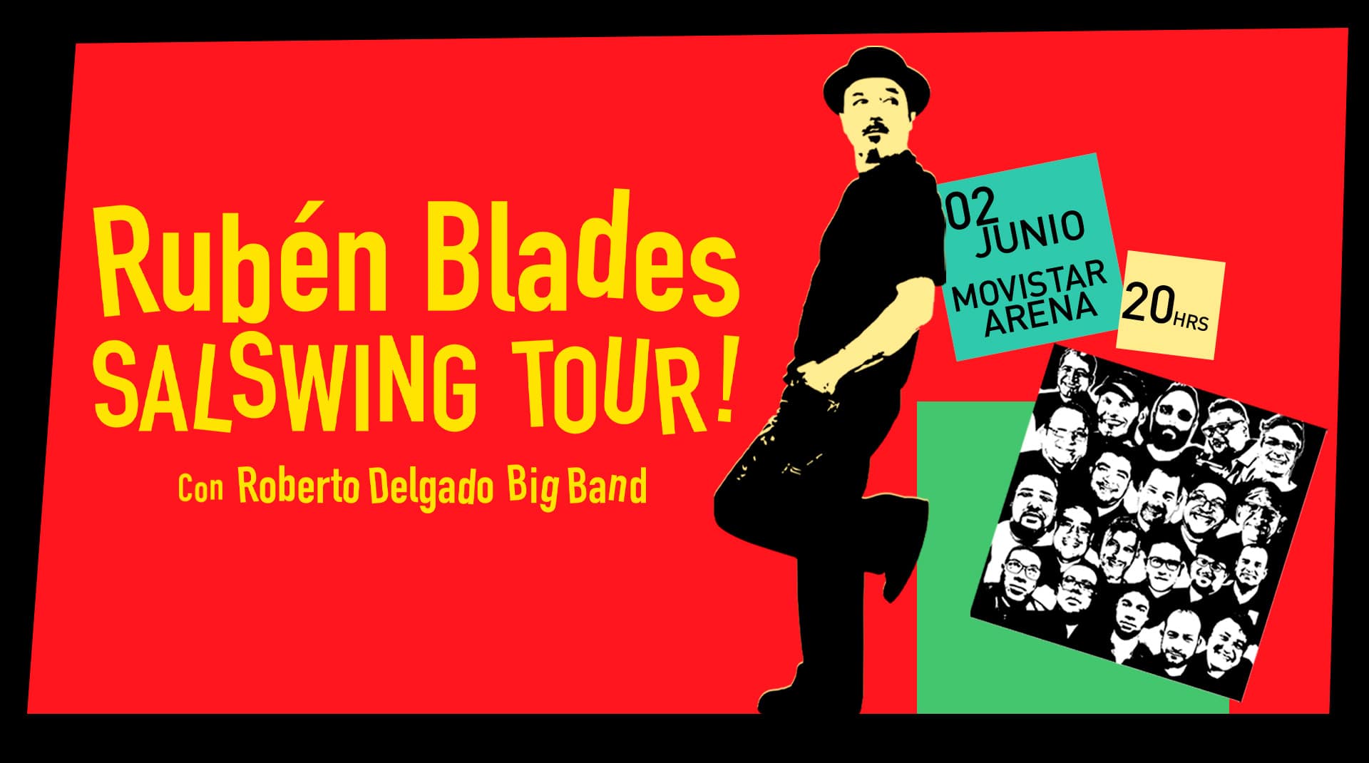 EVENTOS |  Rubén Blades y su Salswing Tour! con Roberto Delgado Big Band, se presentará en Chile este 2 de junio.